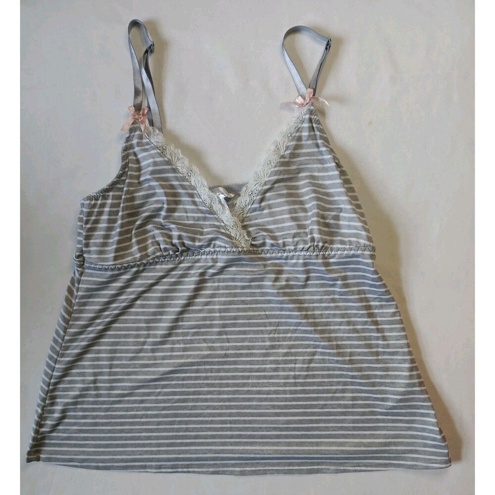 Marilyn Monroe Camisole Black White Striped Spaghetti Strap Lace Bow Size Large